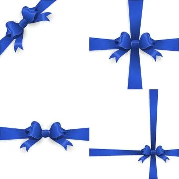 Ribbon with blue bow on a white background. EPS 10 Ilustración de archivo