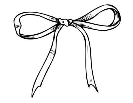 Ribbon with Bow. Hand drawn vector illustration of satin or silk knot on white Stock Illustration