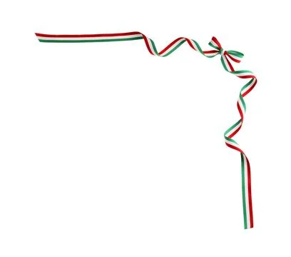 Ribbon bow with Hungary flag pattern isolated on white, top view Stock Photos