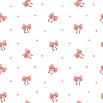 Ribbon bow seamless pattern set featuring heart knot loop tail curl strip ban Stock Illustration