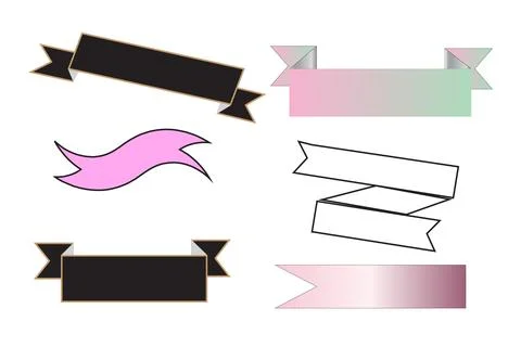 Ribbon bow set design Stock Illustration