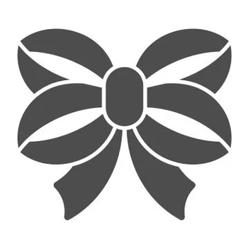 Ribbon bow solid icon. Double knotted bow vector illustration isolated on white Stock Illustration