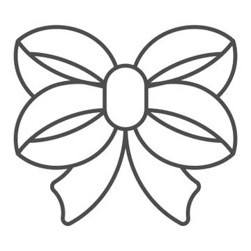Ribbon bow thin line icon. Double knotted bow vector illustration isolated on Stock Illustration