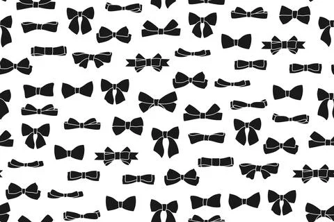 Ribbon bows seamless pattern simple endless ornament tape various knot boundless Stock Illustration
