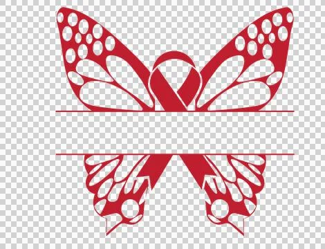 Ribbon Butterfly Awareness Split Name Frame wings silhouette Stockillustratie