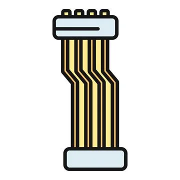 Ribbon cable connecting technology with digital hardware icon Stock Illustration