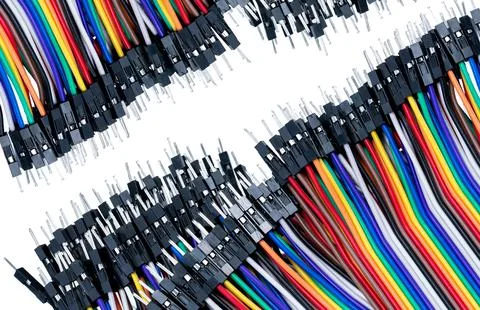 Ribbon cable or multi-wire planar cable on white background. Flat ribbon cabl Stock Photos