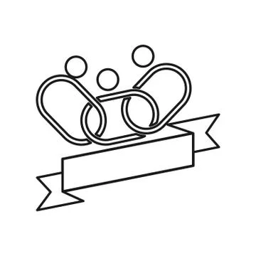 Ribbon chain people Commitment Teamwork Together Outline Logo Stockillustratie