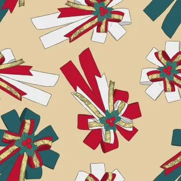 Ribbon christmas concept , seamless pattern vector. Stock Illustration