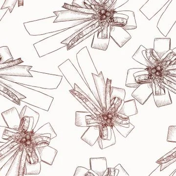 Ribbon christmas concept , seamless pattern vector. Stock Illustration