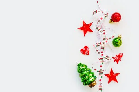 Ribbon with Christmas pattern - nordic geometric snowflakes. New Year decoration Stock Photos