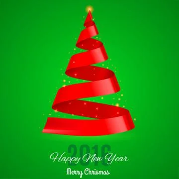 Ribbon Christmas tree Stock Illustration
