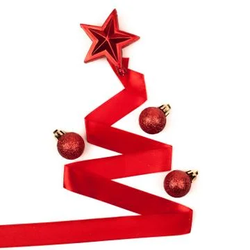 Ribbon christmas tree isolated Stock Photos
