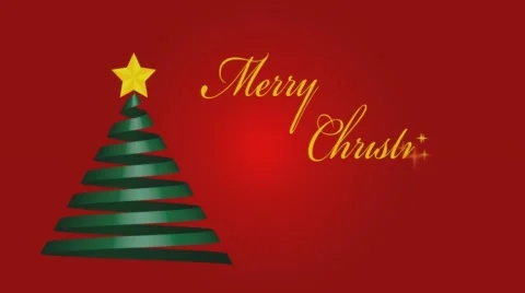 Ribbon Christmas tree with write on text Stock-Footage 57357488