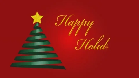 Ribbon Christmas tree with write on text - Happy Holidays Stock Footage 57654001