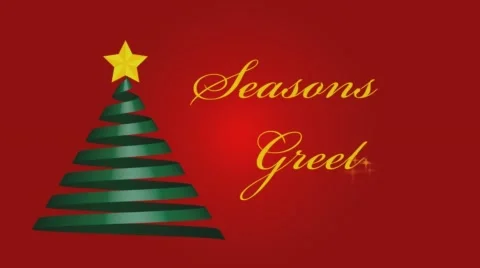 Ribbon Christmas tree with write on text - Seasons Greetings Stock Footage 57737015