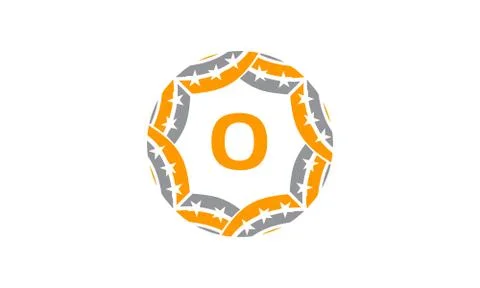 Ribbon Circle Star Initial O Stock Illustration