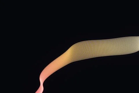 A ribbon of closely spaced parallel lines curves upward across a nearly bla.. Illustration
