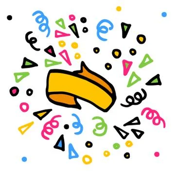 Ribbon with colorful elements. Vector cartoon illustration Stock Illustration