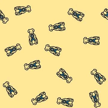 Ribbon dog competition show vector seamless pattern Stock Illustration