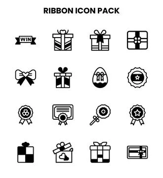 Ribbon DuoTone Bundle Icons Pack Stock Illustration