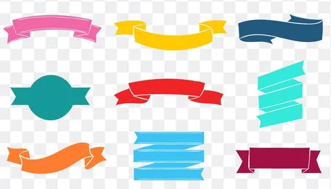 Ribbon elements set on transparent background. Starburst label. Vintage. Modern Stock Illustration