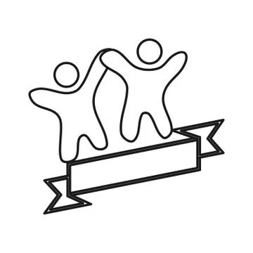 Ribbon empty Commitment Teamwork Together Outline Logo Stock Illustration