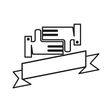 Ribbon empty hand Commitment Teamwork Together Outline Logo Stock Illustration