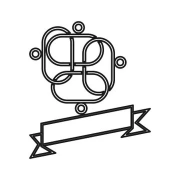 Ribbon empty people Commitment Teamwork Together Outline Logo 스톡 일러스트