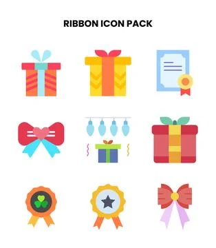 Ribbon Flat Bundle Icons Pack Ilustração Stock