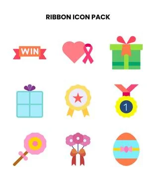 Ribbon Flat Bundle Icons Pack Stock Illustration