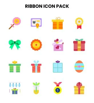 Ribbon Flat Design Icons Pack イラスト素材