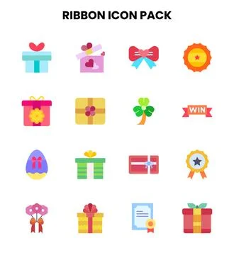 Ribbon Flat Icons Pack Stock Illustration