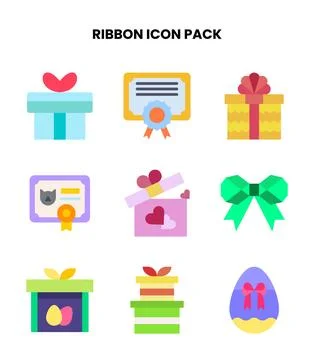 Ribbon Flat Vector Icons Pack Illustrazione stock