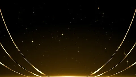 Ribbon Frame Particles Gold Awards Trailer Titles Cinematic Background Loop Stock Footage 330777905
