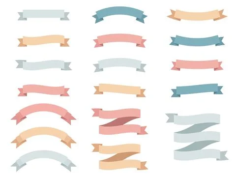 Ribbon frame set. Title flags decorative blank tape banners abstract simple l Stock Illustration