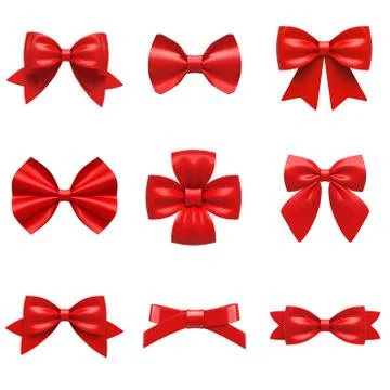 Ribbon gift bow set Stock Illustration