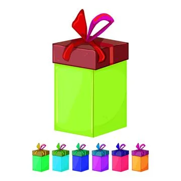 Ribbon gift box cartoon vector graphic Stock Illustration
