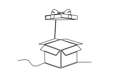 A ribbon gift box opened the lid Stock Illustration