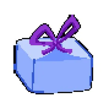 Ribbon gift box pixel art vector illustration Stock Illustration
