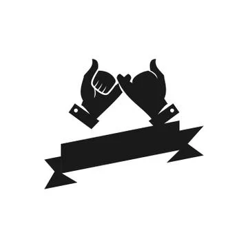 Ribbon Hand Commitment Teamwork Together Black Logo Stock Illustration