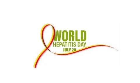 Ribbon for Hepatitis. Vector Illustration of World hepatitis day July 28. Bac Illustrazione stock