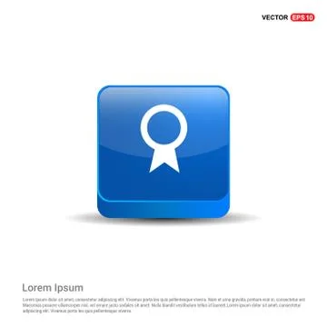 Ribbon icon - 3d Blue Button Stock Illustration