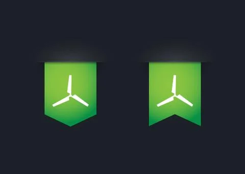 Ribbon icon set with a propeller Stock Illustration