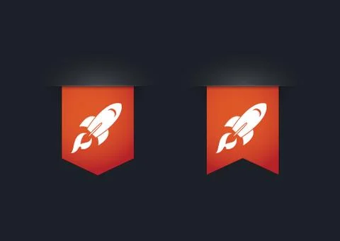 Ribbon icon set with a rocket Stock Illustration