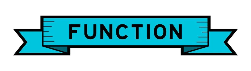 Ribbon label banner with word function in blue color on white background Stock Illustration