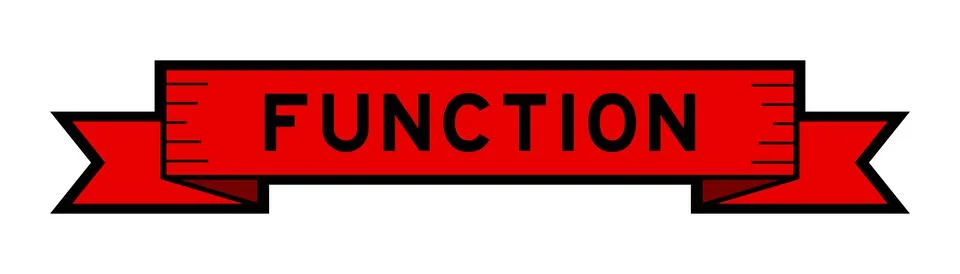 Ribbon label banner with word function in red color on white background Stock Illustration