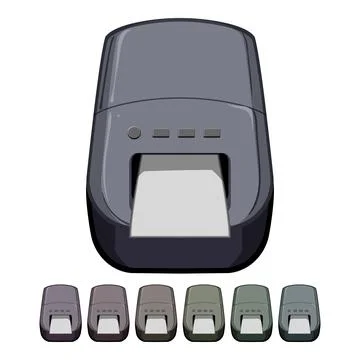 Ribbon label printer cartoon vector graphic Stock Illustration