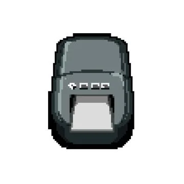 Ribbon label printer pixel art vector illustration Stock Illustration