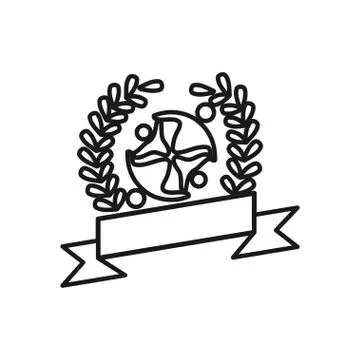 Ribbon leaf Commitment Teamwork Together Outline Logo 스톡 일러스트